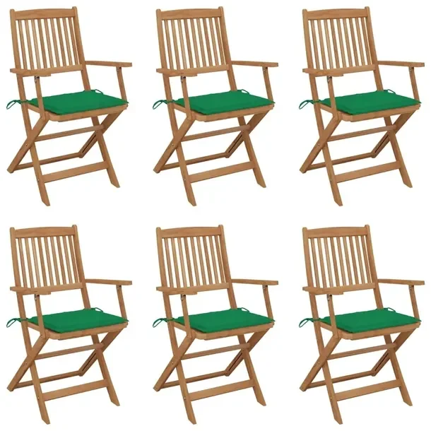 6x Krzesło Ogrodowe Składane Z Poduszkami Drewniane Na Taras Balkon Ogród