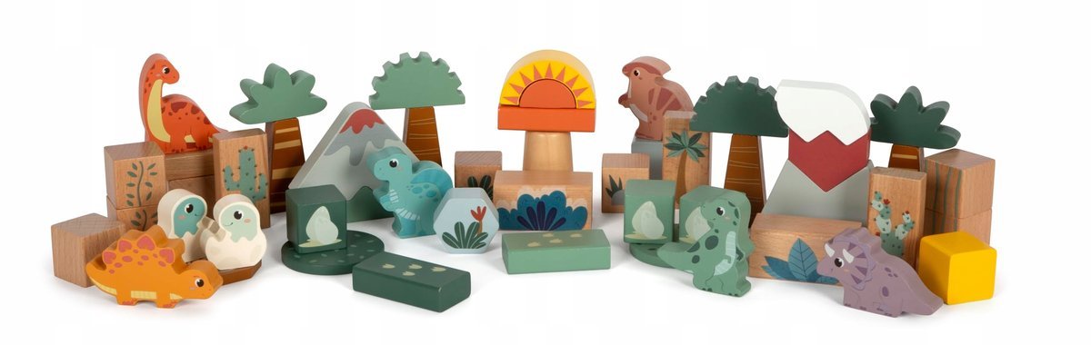 SMALL FOOT Klocki Drewniane Dino Zestaw Dla Dzieci 50 Elementów