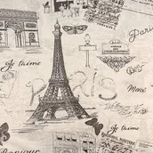 Pasmanteria - Tkanina bawełniana Paris vintage beżowy - miniaturka - grafika 1