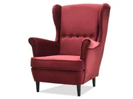 Fotele - Elegancki Fotel Uszaty Do Czytania Malmo Welur Bordo - Czarny - miniaturka - grafika 1