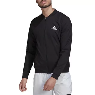 Kurtki i kamizelki sportowe męskie - Bluza adidas Tennis Stretch-Woven H67151 - czarna - Adidas - grafika 1
