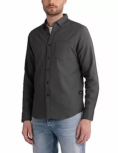 Replay Koszula męska regular fit, 395 Midnight Grey, S - Koszule męskie - miniaturka - grafika 1