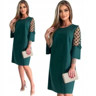 Sukienki - ELEGANCKA ZIELONA TRAPEZOWA SUKIENKA M - 4XL POLSKI PRODUCENT RÓŻNE KOLORY - miniaturka - grafika 1