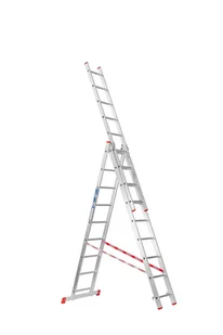 B2B Partner Trzyczęściowa aluminiowa drabina HOBBY, 3x9 stopni, 5,36 m VEN.4409 - Drabiny - miniaturka - grafika 1