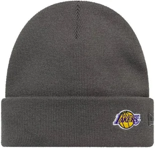 Czapka zimowa NEW ERA LA Lakers NBA Mini Logo Cuff Knit Beanie szara - Czapki damskie - miniaturka - grafika 1