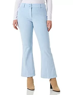 Spodnie damskie - Love Moschino Midi Flare Fit Personalized with Love Shiny Back Tag Spodnie Damskie Casual, Niebieskie światło, 42 - grafika 1