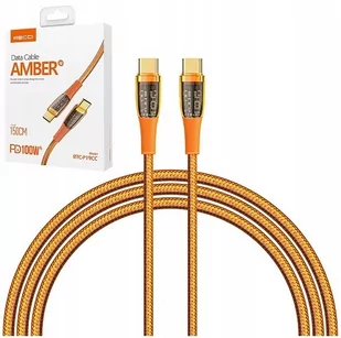 KABEL USB-C TYP C PRZEWÓD 100W SZYBKI MOCNY OPLOT 1,5M RECCI POMARAŃCZOWY - Kable USB - miniaturka - grafika 1