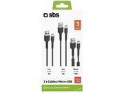 Kable - SBS Zestaw kabli SBS 3x USB-A microUSB Czarny - miniaturka - grafika 1