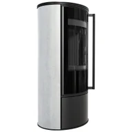 Piece wolnostojące - Piec stalowy ERIK fi 150 5,5 kW ceramika akumulacyjna WHITE NATURAL czarny - miniaturka - grafika 1