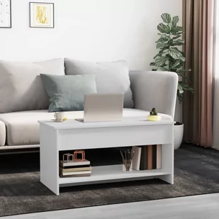 Lumarko Stolik kawowy, biały, 102x50x52,5 cm, materiał drewnopochodny - Ławy i stoliki kawowe - miniaturka - grafika 4
