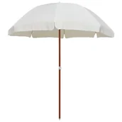 Parasole ogrodowe - vidaXL Parasol na stalowym słupku, 240 cm, piaskowy vidaXL - miniaturka - grafika 1