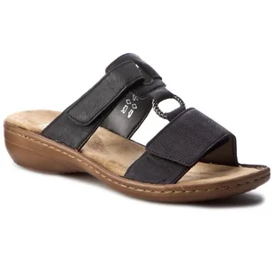 Klapki Rieker 60885-00 Czarny - Klapki i japonki damskie - miniaturka - grafika 1