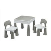 Wyposażenie pokoiku dziecięcego - New Baby Komplet stolika i krzesełek dla dzieci, 3 elem., szaro-biały - miniaturka - grafika 1