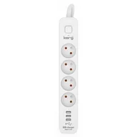 Listwy zasilające - Listwa zasilająca 4-gniazdowa + 3xUSB A ; 3metry; 3×1,5mm² H05VV-F 16A/250V~M02414 - miniaturka - grafika 1