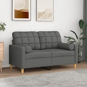 Sofy i kanapy - 2-osobowa sofa z poduszkami, ciemnoszara, 120 cm, tkanina - miniaturka - grafika 1