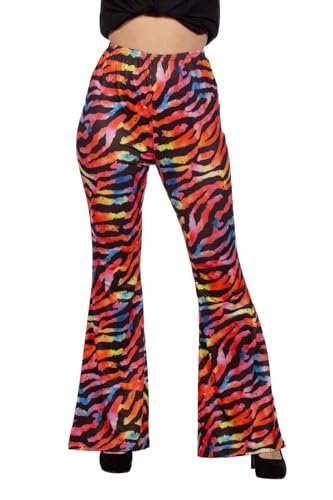 WILBERS & WILBERS 4330 - Rozkloszowane legginsy z tygrysim wzorem dla kobiet, zwierzęcy nadruk, rozkloszowane spodnie na festiwal, karnawał