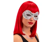 Dodatki do strojów karnawałowych - Maska karnawałowa srebrna z perłami i cekinami - miniaturka - grafika 1