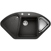 Zlewozmywaki - Blanco Zlew DELTA II Czarny narożny korek auto. InFino odsączarka stalowa 525867 - miniaturka - grafika 1