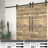 Akcesoria do drzwi - VidaXL Lumarko System do montażu drzwi przesuwnych, 2szt., 183cm, stal, czarny 3059844 VidaXL - miniaturka - grafika 1