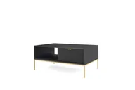 Ławy i stoliki kawowe - DomoHome Elegancki stolik kawowy Nova - ze złotym akcentem, Nowoczesna szuflada wykonana z płyty MDF i metalowe nogi w kolorze złotym, Minimalistyczny design, Kolor: Czarny, Rozmiar: 104x104x46 cm - miniaturka - grafika 1