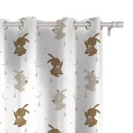 Firany i zasłony dla dzieci - Zasłona dla dzieci BUNNY BLISS wzór D253 | zajączki w gwiazdkach 150 x 260 cm tkanina standard - miniaturka - grafika 1