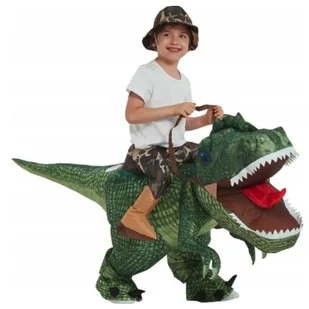DZIECIĘCY DMUCHANY STRÓJ DINOZAUR T-REX ZIELONY M - Stroje karnawałowe - miniaturka - grafika 1