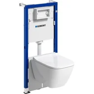 Stelaże i zestawy podtynkowe do WC - Geberit Duofix Basic stelaż podtynkowy z uszczelką i miską WC Koło Modo Pure Rimfree z deską wolnoopadającą 118.348.00.1 - miniaturka - grafika 1