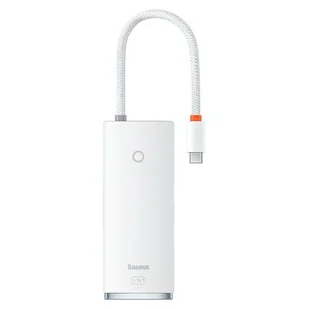 Baseus Lite Series przejściówka HUB USB Typ C - HDMI / 4x USB 3.0 20cm biały (WKQX040002) - Huby USB - miniaturka - grafika 1