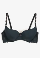 Biustonosze - Ciemnozielony Biustonosz Typu Full Cup z Koronką i Usztywnionymi Miseczkami Luetta - miniaturka - grafika 1