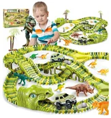 Zabawki konstrukcyjne - Tor wyścigowy dinozaury 270 elem 360cm elektryczny autka wyścigowe figurki - miniaturka - grafika 1
