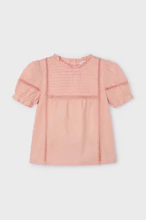Bluzki dla dziewczynek - Mayoral bluzka bawełniana dziecięca kolor beżowy gładka - grafika 1