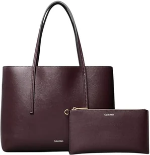 Calvin Klein Damska FOIL LOGO SMALL TOTE LV04F3275G Tote, czerwona (Fudge/Espresso), jeden rozmiar, Czerwony (Krówka/Espresso), Rozmiar Uniwersalny - Torebki damskie - miniaturka - grafika 1
