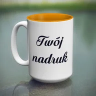 Kubki - Duży kubek XXL z pomarańczowym wnętrzem z Twoim nadrukiem - miniaturka - grafika 1