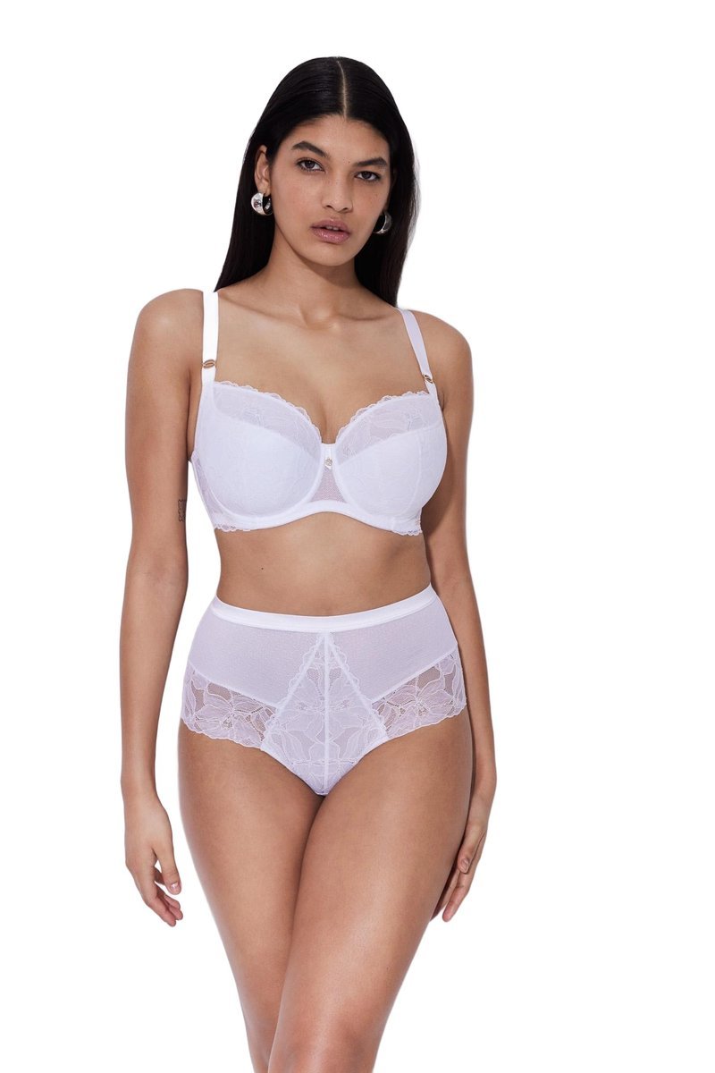 Biustonosz Koronkowy Połyskujący Półusztywniany Glow PU biały Alles 75E