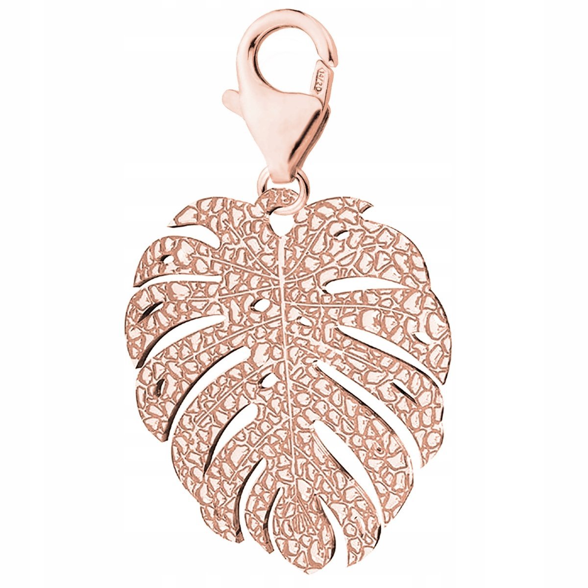 Zawieszka Pozłacana z Liściem Monstery Karabińczyk Liść Monstera SREBRO 925