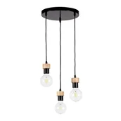Lampy sufitowe - Britop lampa wisząca 3 punktowa CLARTE Metal czarny dąb olejowany Rondel 3271304R 3271304R - miniaturka - grafika 1