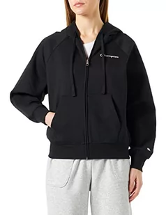 Champion Damska bluza z kapturem Legacy American Classics Stretch Interlock małe logo Boxy Full Zip, Czarny, L - Bluzy damskie - miniaturka - grafika 1