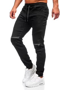 Spodnie męskie - Czarne spodnie jeansowe joggery męskie Denley R31107W1 - grafika 1