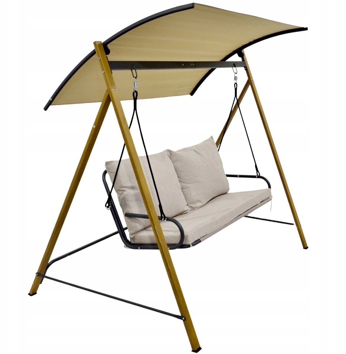 HUŚTAWKA OGRODOWO BALKONOWA 2 OSOBOWA 194x136x173CM PIASKOWA