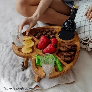 Stolik do wina w kształcie serca - jasny dąb - Tace i patery - miniaturka - grafika 1