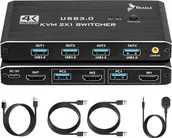 Przełączniki KVM - SWITCH HDMI PRZEŁĄCZNIK KVM 4K 60Hz 2X1 HDMI 2.0 4x USB 3.0 HDCP 2.2 REAGLE - miniaturka - grafika 1