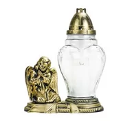 Lampiony i znicze - Znicz szklany anioł Z67 29,5 cm złoty - miniaturka - grafika 1