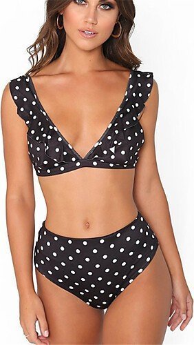 Pan i Pani Gadżet Strój kąpielowy pin up w grochy CZARNY M