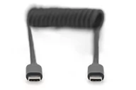 Kable komputerowe i do monitorów - Digitus Kabel spiralny USB C/USB C, USB 2.0, PD 60W, max. 1m Czarny - miniaturka - grafika 1