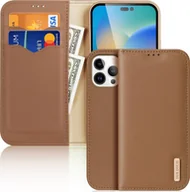 Portfele - Dux Ducis Dux Ducis Hivo skórzane etui z klapką pokrowiec ze skóry naturalnej portfel na karty i dokumenty iPhone 14 Pro Max brązowy - miniaturka - grafika 1