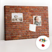 Tablice i flipcharty - Szkolna Tablica korkowa 60x40 cm, Kolorowe Pinezki, wzór Stara ściana cegły - miniaturka - grafika 1