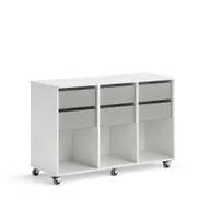 Meble do szkół i przedszkoli - Regał szkolny CASPER, 6 szuflad, 3 przegrody, biały, szary - miniaturka - grafika 1