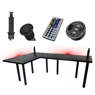 Biurko Gamingowe Narożne Czarne Gniazdo - Biurka gamingowe - miniaturka - grafika 1