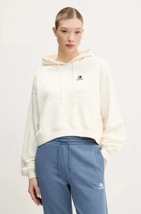 Converse bluza damska kolor beżowy z kapturem z aplikacją 10027616-A02 - Bluzy damskie - miniaturka - grafika 1