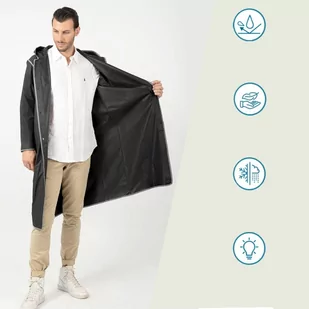 Płaszcz UNISEX przeciwdeszczowy PERLETTI z odblaskami, przezroczysty ciemny roz. M - Akcesoria turystyczne - miniaturka - grafika 1